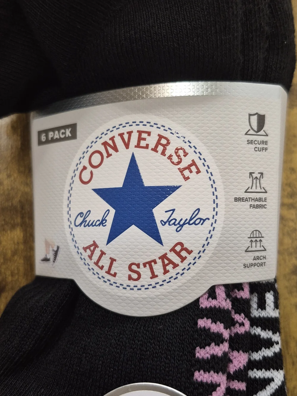 Converse Women's Low Cut Socks Made For Chucks Black 6 Pack NWT